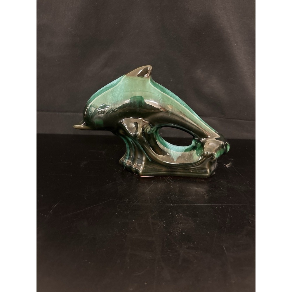 Ceramic Dark Teal Decorative Dolphin Figurineโ